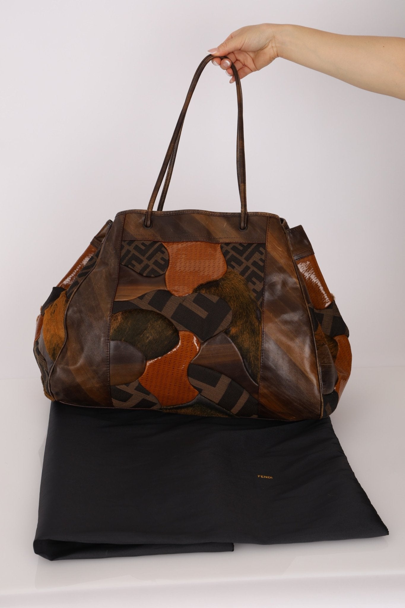 Fendi Large Mix Media Zucca Tote - FashioNica