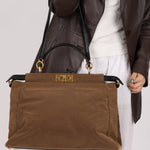Fendi Large Soft Biege Corduroy Peekaboo - FashioNica