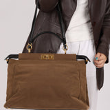 Fendi Large Soft Biege Corduroy Peekaboo - FashioNica