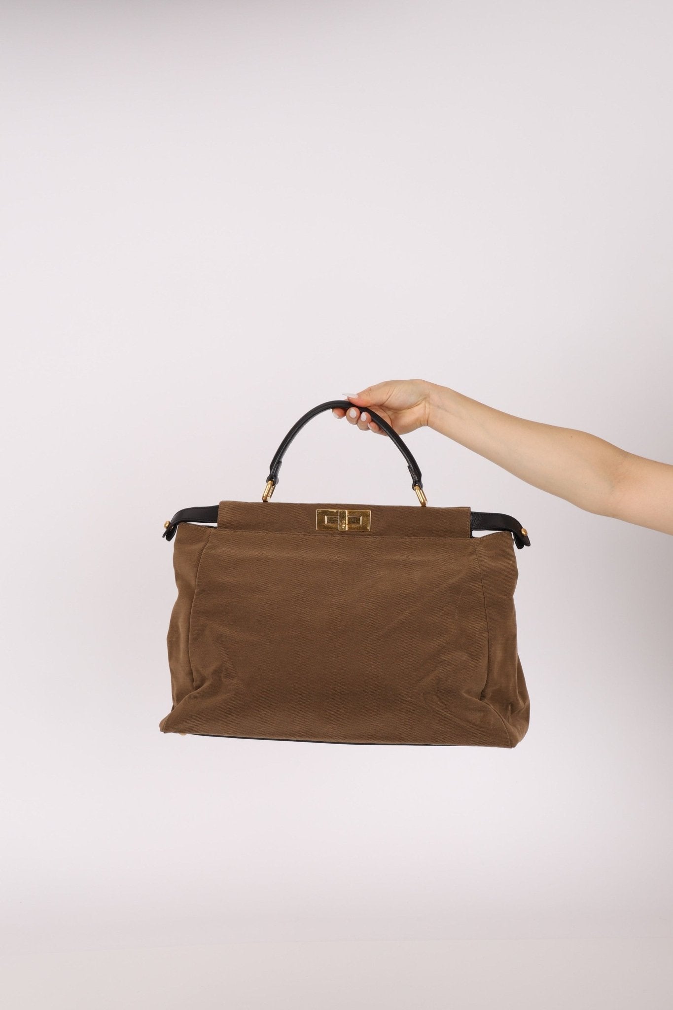 Fendi Large Soft Biege Corduroy Peekaboo - FashioNica