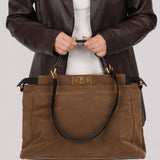 Fendi Large Soft Biege Corduroy Peekaboo - FashioNica