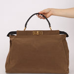 Fendi Large Soft Biege Corduroy Peekaboo - FashioNica