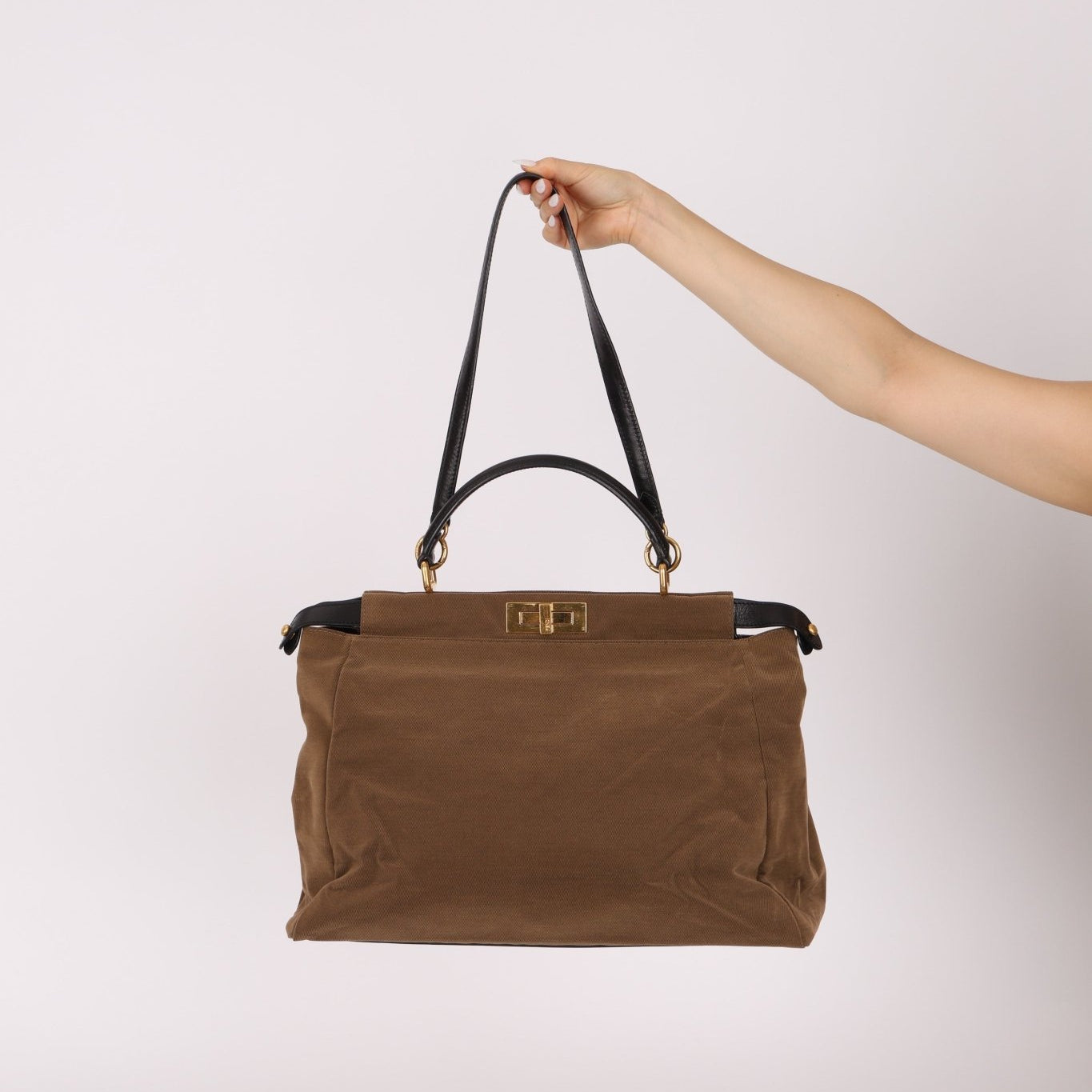 Fendi Large Soft Biege Corduroy Peekaboo - FashioNica