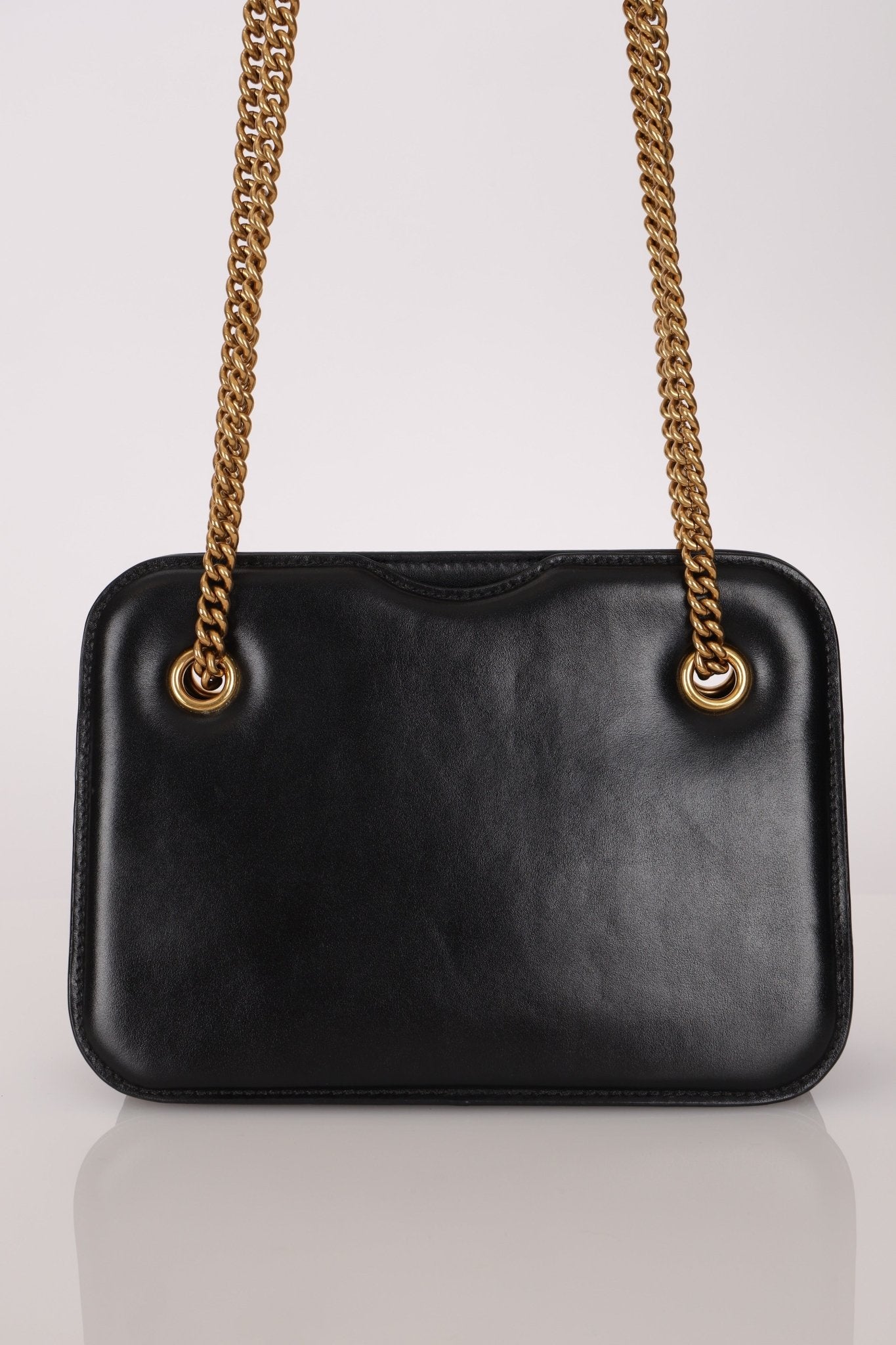 Fendi Leather Black Karligraphy Pocket Chain Bag - FashioNica