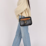 Fendi Leather Black Karligraphy Pocket Chain Bag - FashioNica