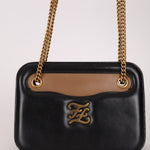 Fendi Leather Black Karligraphy Pocket Chain Bag - FashioNica