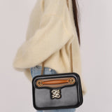 Fendi Leather Black Karligraphy Pocket Chain Bag - FashioNica
