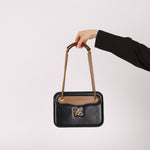Fendi Leather Black Karligraphy Pocket Chain Bag - FashioNica