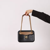 Fendi Leather Black Karligraphy Pocket Chain Bag - FashioNica