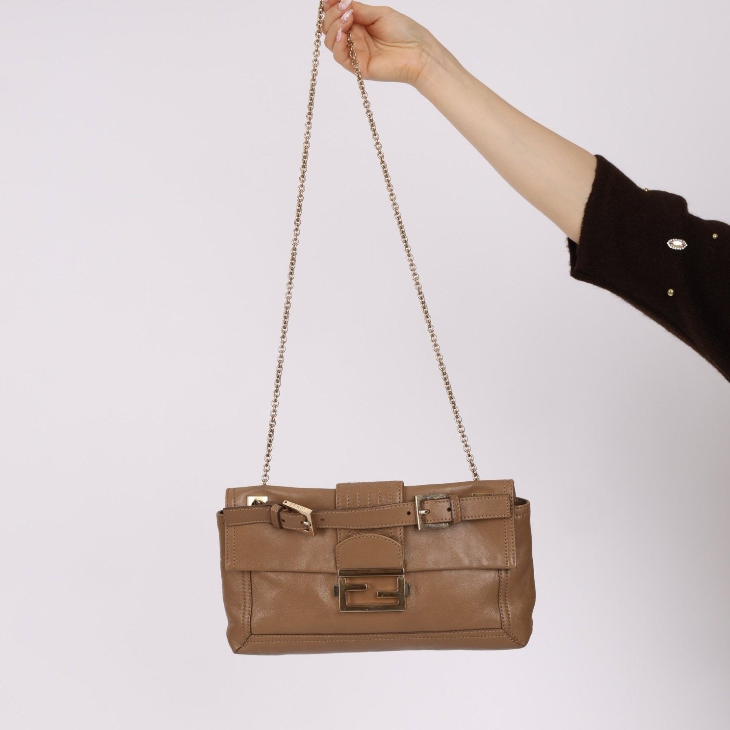 Fendi Leather Chain Baguette - FashioNica