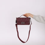 Fendi Leather Maroon Zucca Soft Trunk Baguette - FashioNica