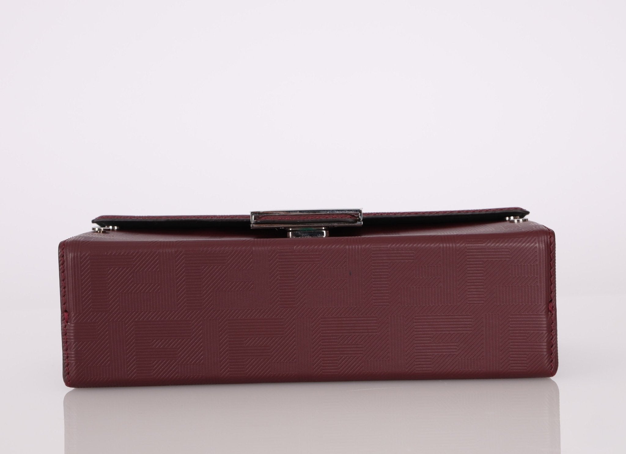 Fendi Leather Maroon Zucca Soft Trunk Baguette - FashioNica