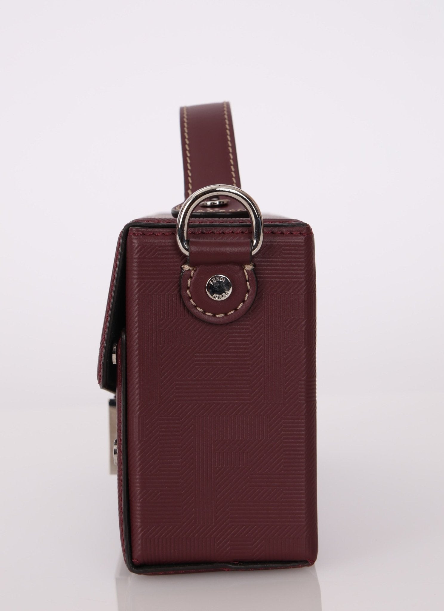 Fendi Leather Maroon Zucca Soft Trunk Baguette - FashioNica