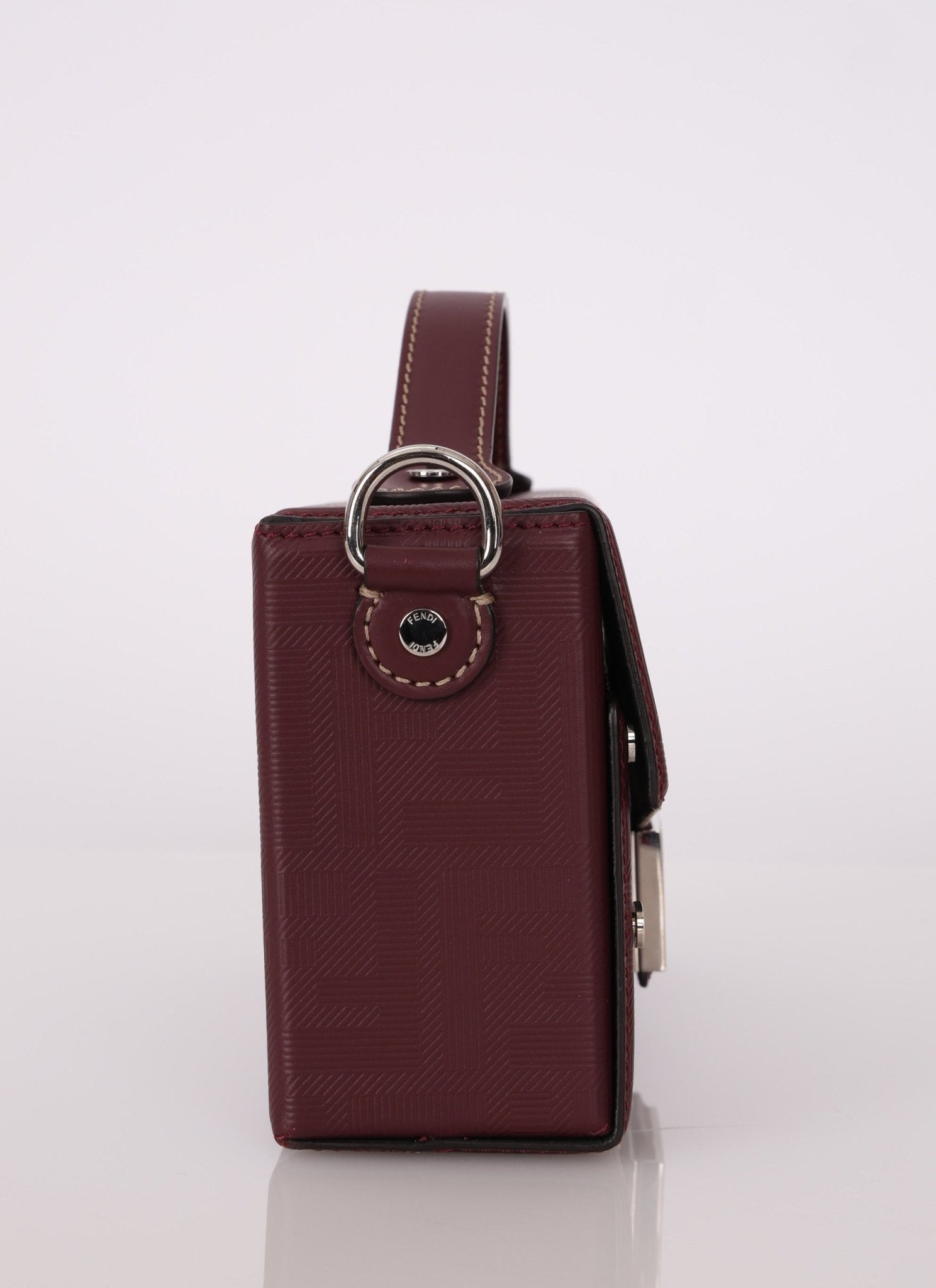 Fendi Leather Maroon Zucca Soft Trunk Baguette - FashioNica