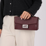 Fendi Leather Maroon Zucca Soft Trunk Baguette - FashioNica
