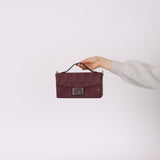 Fendi Leather Maroon Zucca Soft Trunk Baguette - FashioNica