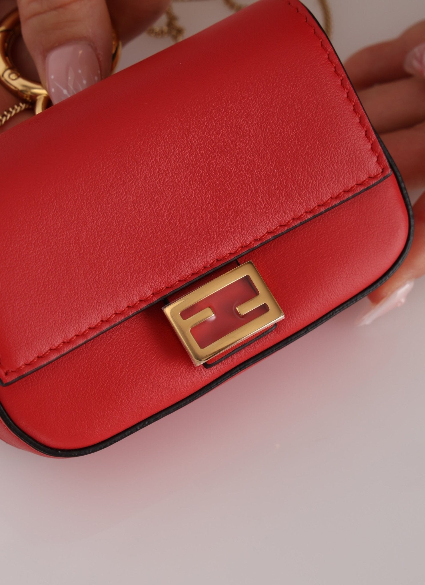 Fendi Leather Nano Chain Baguette - FashioNica