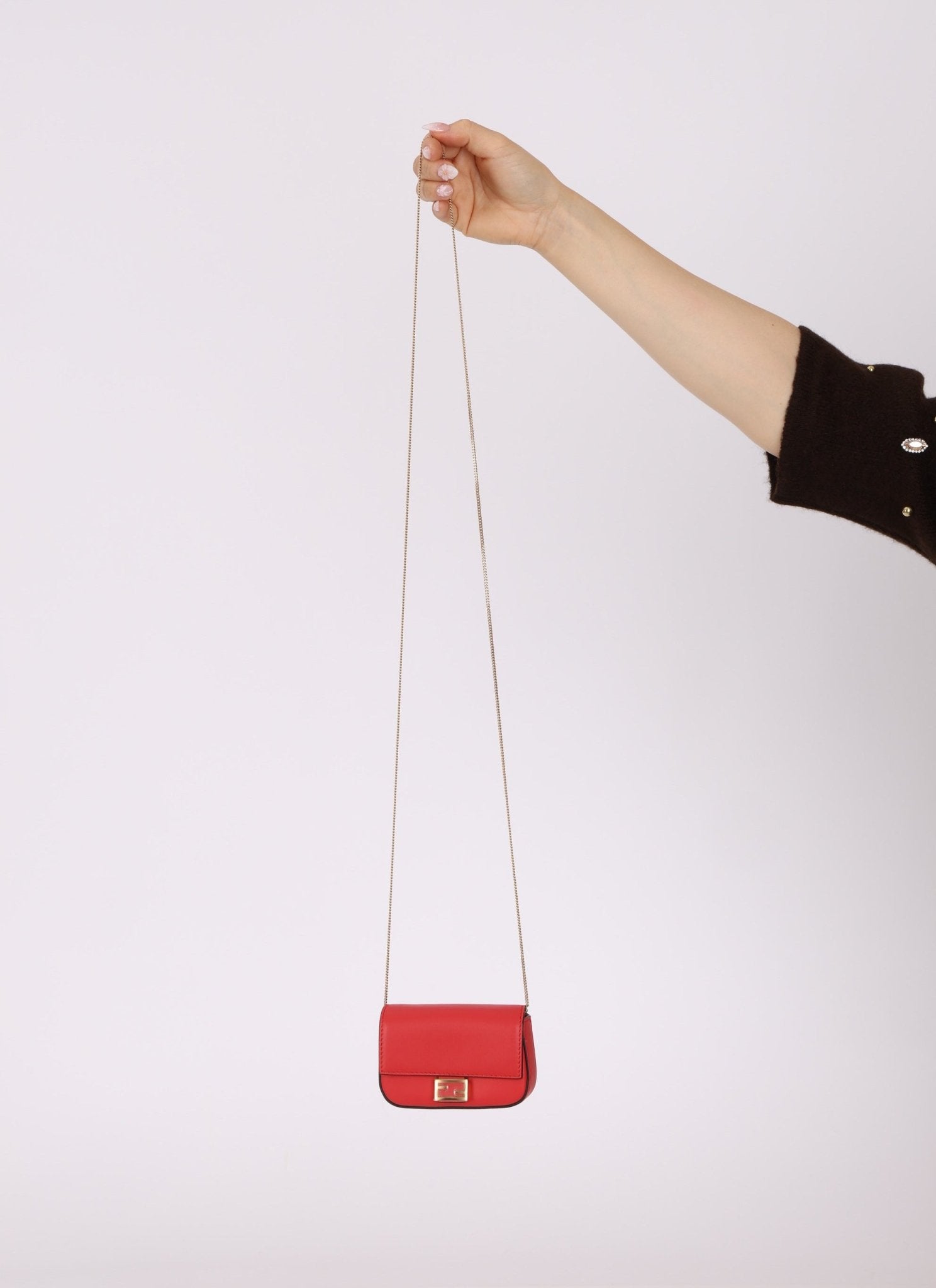 Fendi Leather Nano Chain Baguette - FashioNica
