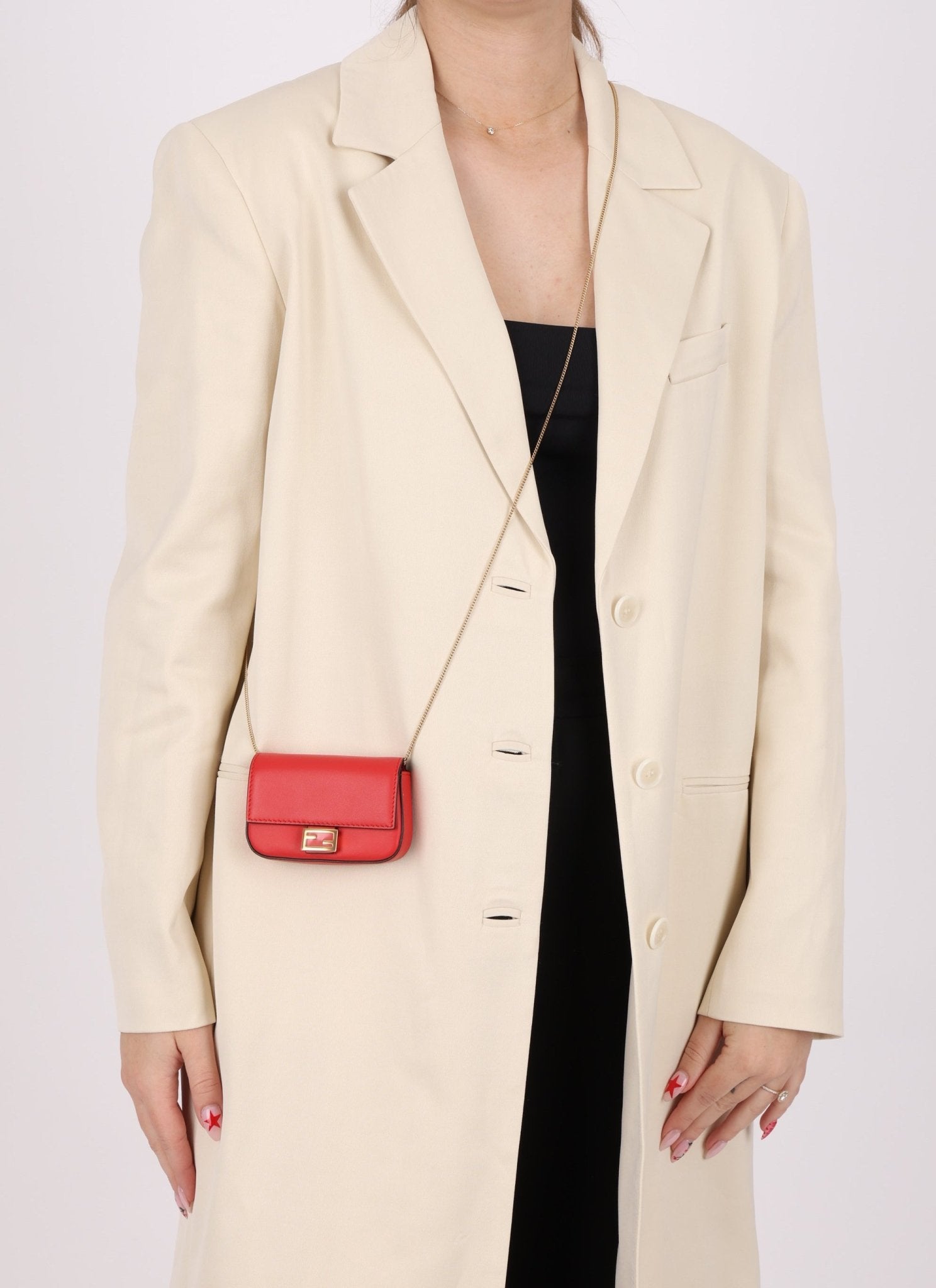 Fendi Leather Nano Chain Baguette - FashioNica