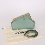 Fendi Leather Small Sea Foam Green First Clutch - FashioNica