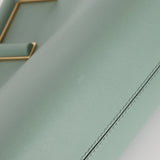 Fendi Leather Small Sea Foam Green First Clutch - FashioNica