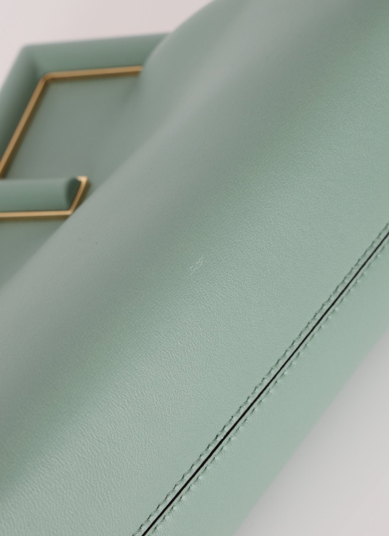 Fendi Leather Small Sea Foam Green First Clutch - FashioNica