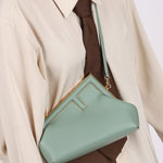 Fendi Leather Small Sea Foam Green First Clutch - FashioNica