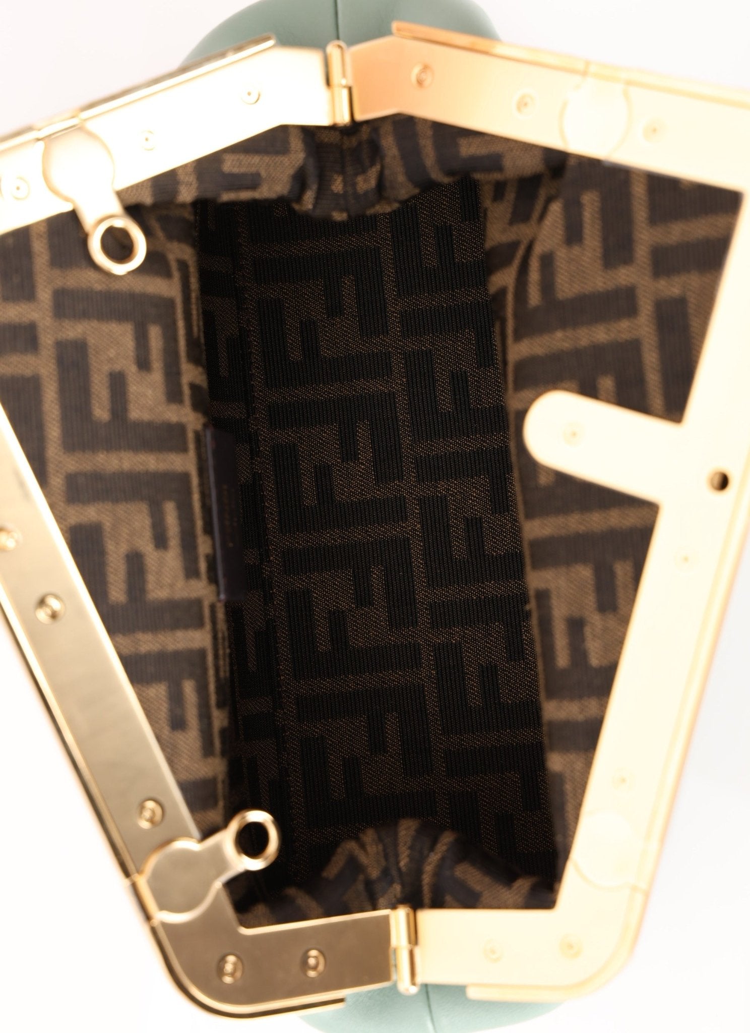 Fendi Leather Small Sea Foam Green First Clutch - FashioNica