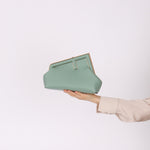 Fendi Leather Small Sea Foam Green First Clutch - FashioNica