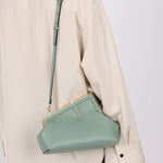 Fendi Leather Small Sea Foam Green First Clutch - FashioNica