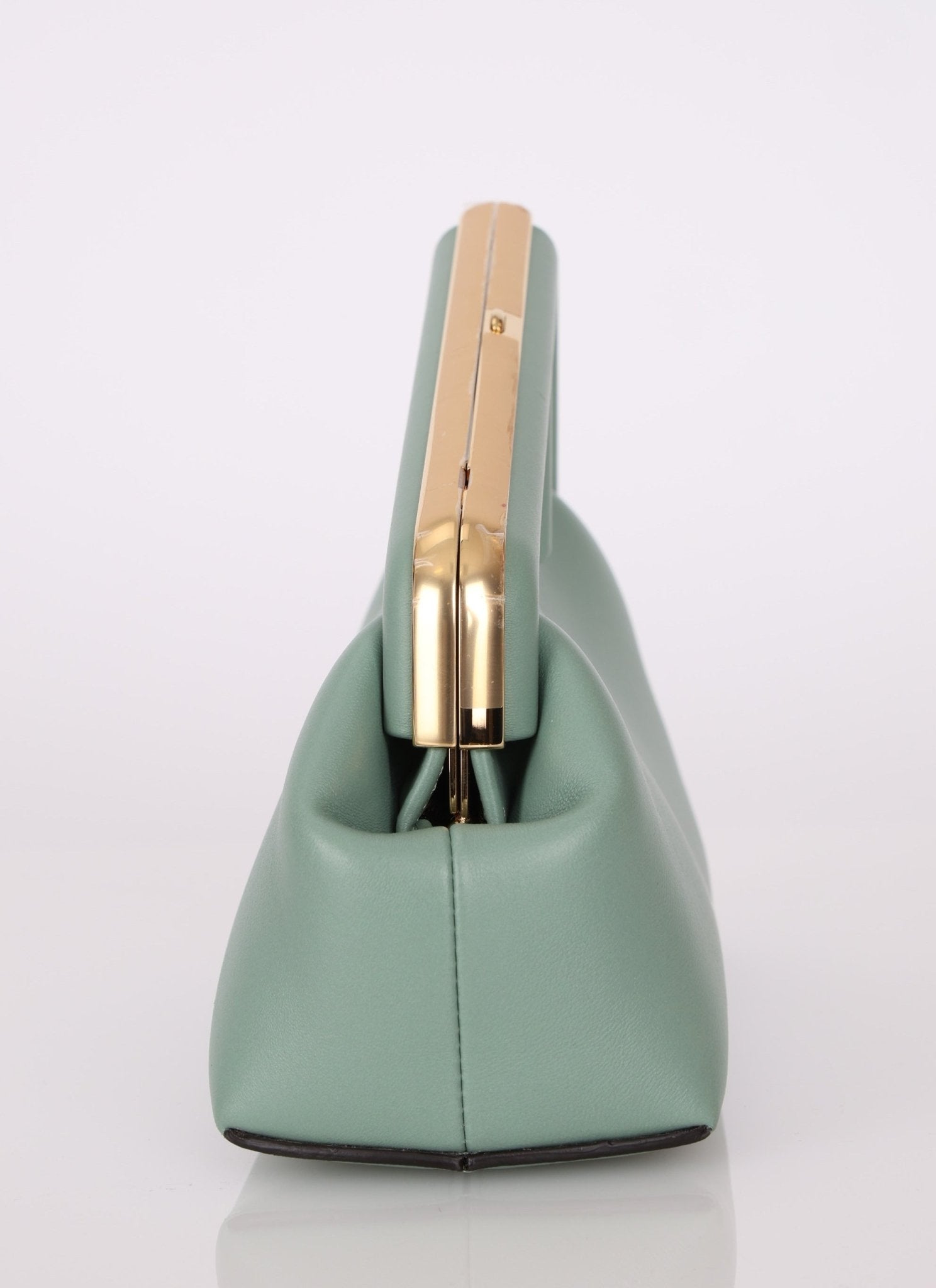 Fendi Leather Small Sea Foam Green First Clutch - FashioNica