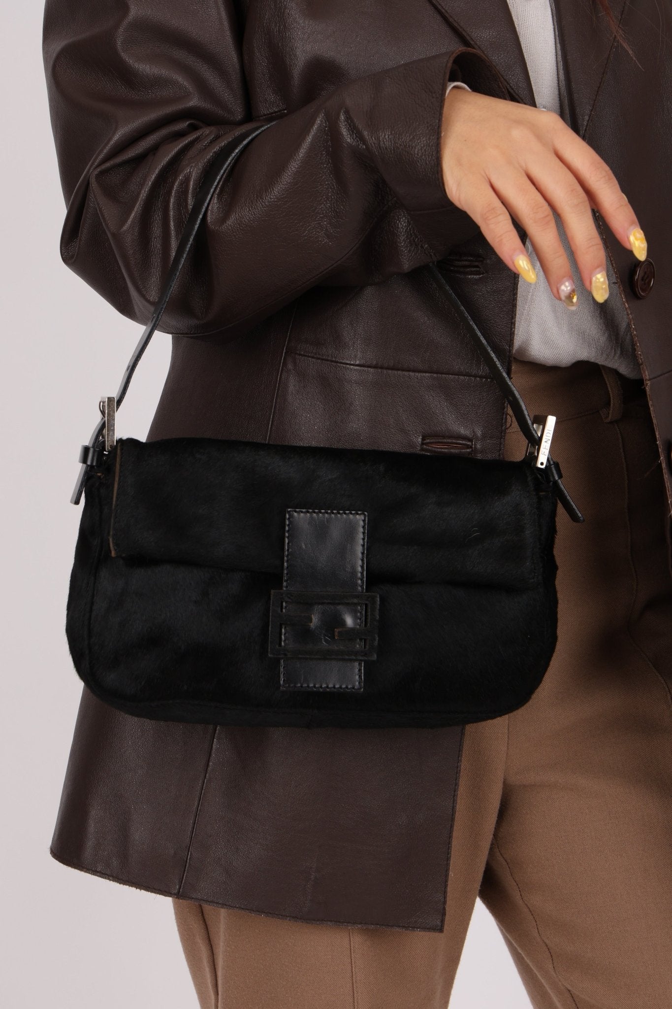 Fendi Leather Trimmed Ponyhair Baguette - FashioNica