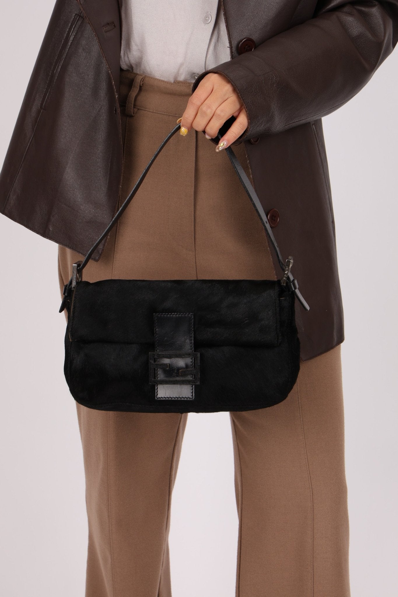Fendi Leather Trimmed Ponyhair Baguette - FashioNica