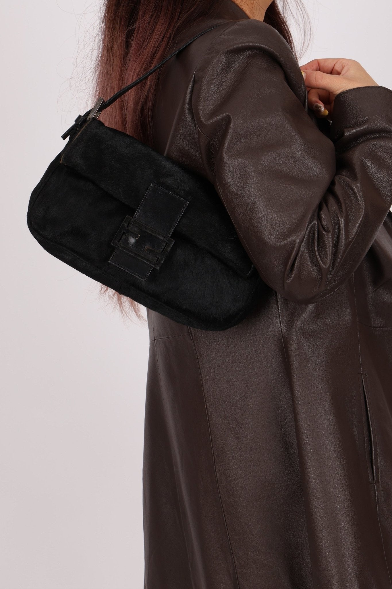 Fendi Leather Trimmed Ponyhair Baguette - FashioNica