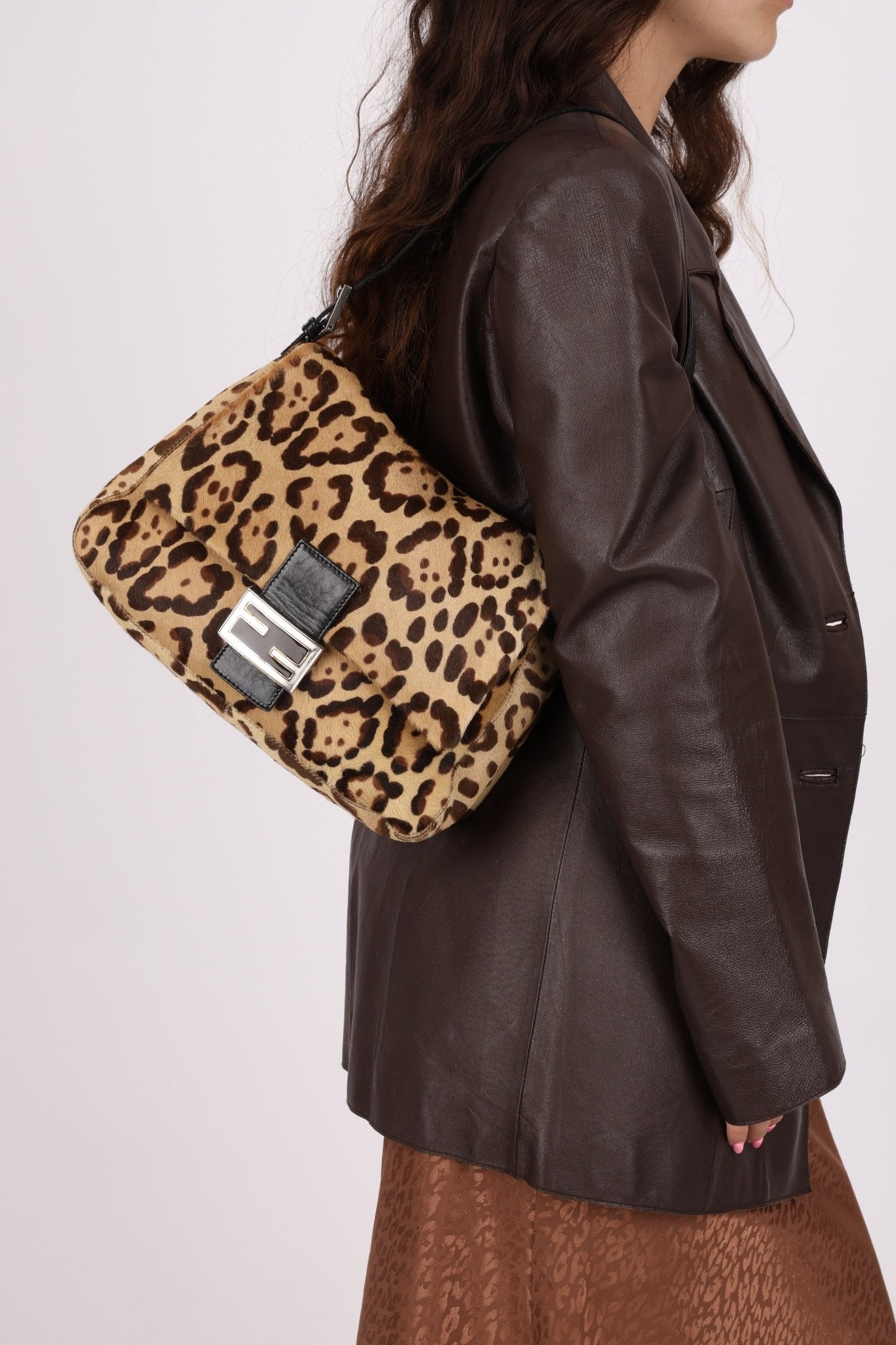 Fendi Leopard Print Ponyhair Mamma Baguette - FashioNica