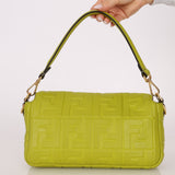 Fendi Lime Zucca 1974 Embossed Baguette - FashioNica