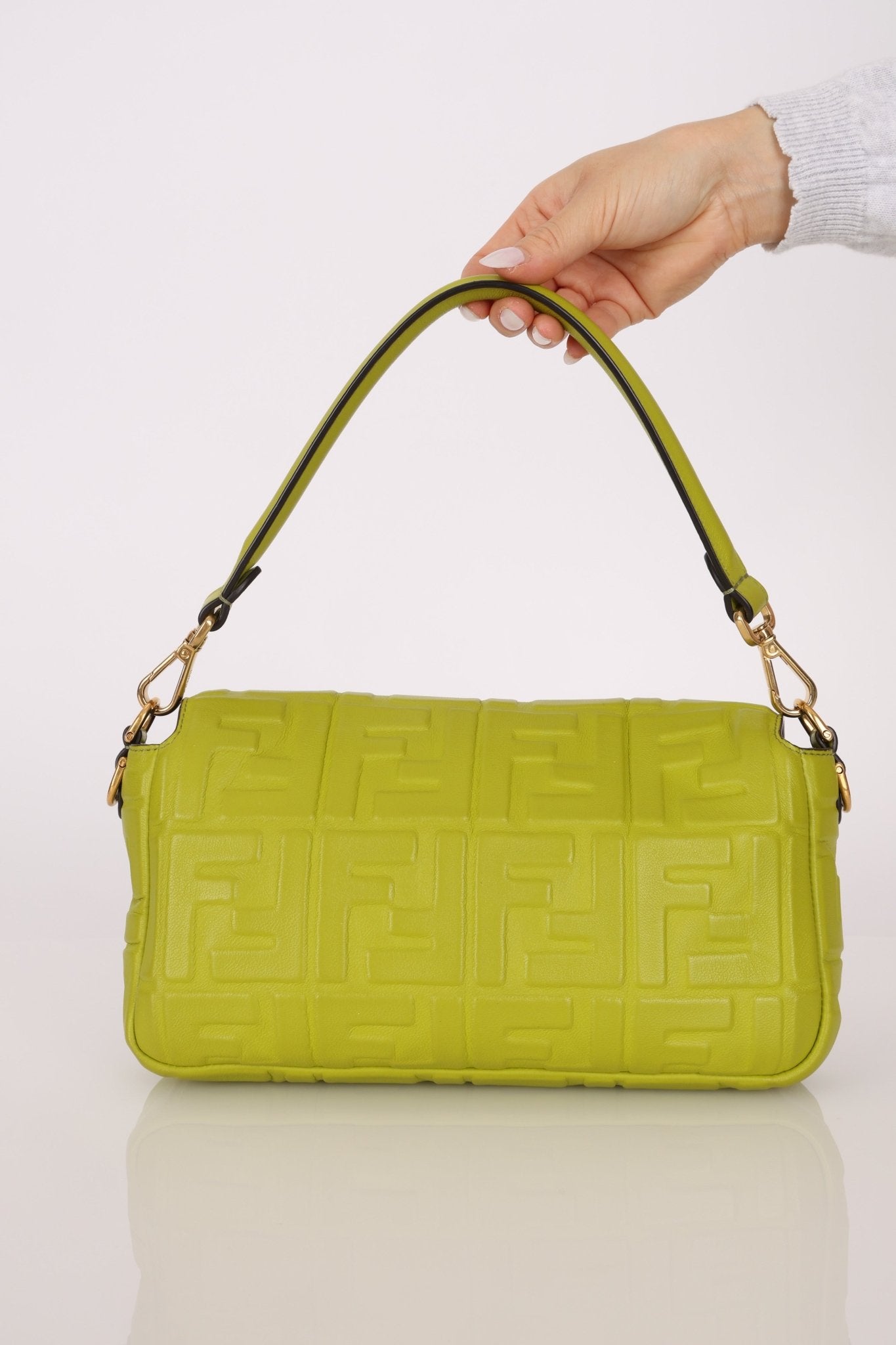 Fendi Lime Zucca 1974 Embossed Baguette - FashioNica