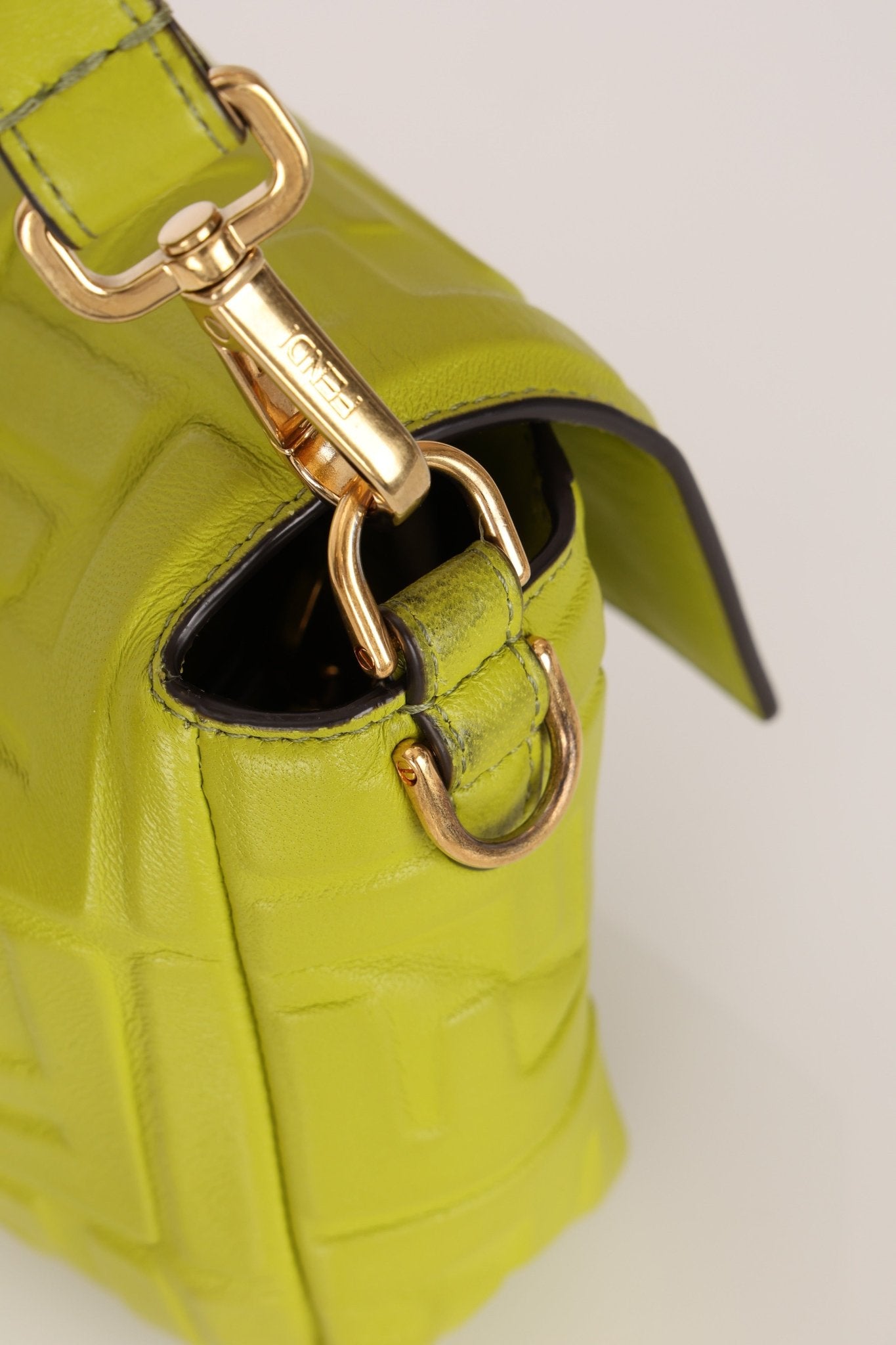 Fendi Lime Zucca 1974 Embossed Baguette - FashioNica
