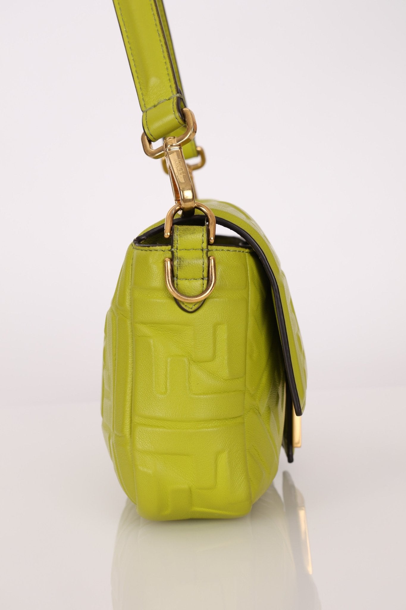Fendi Lime Zucca 1974 Embossed Baguette - FashioNica