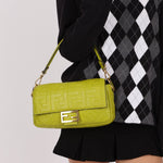 Fendi Lime Zucca 1974 Embossed Baguette - FashioNica