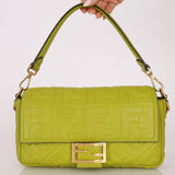 Fendi Lime Zucca 1974 Embossed Baguette - FashioNica