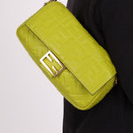 Fendi Lime Zucca 1974 Embossed Baguette - FashioNica