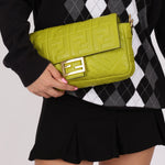 Fendi Lime Zucca 1974 Embossed Baguette - FashioNica
