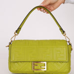 Fendi Lime Zucca 1974 Embossed Baguette - FashioNica