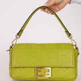 Fendi Lime Zucca 1974 Embossed Baguette - FashioNica