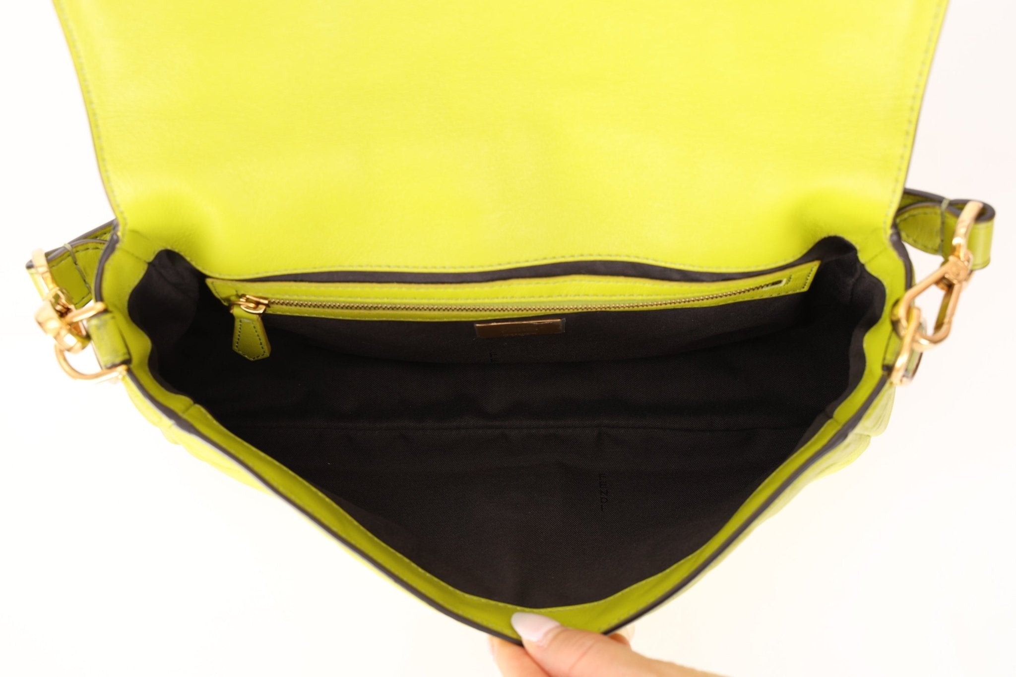 Fendi Lime Zucca 1974 Embossed Baguette - FashioNica