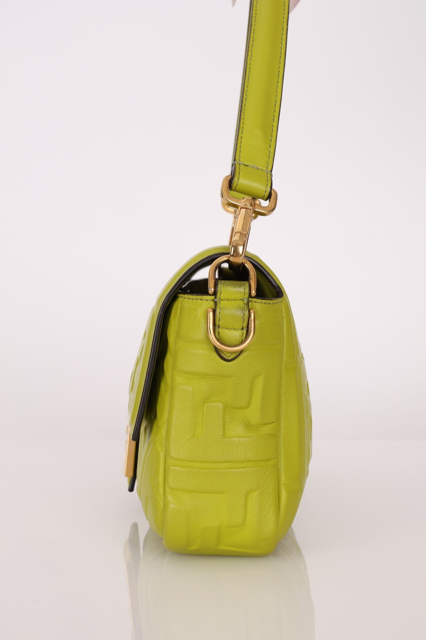 Fendi Lime Zucca 1974 Embossed Baguette - FashioNica