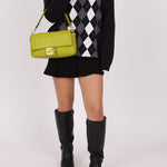 Fendi Lime Zucca 1974 Embossed Baguette - FashioNica