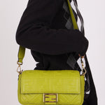 Fendi Lime Zucca 1974 Embossed Baguette - FashioNica