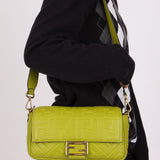 Fendi Lime Zucca 1974 Embossed Baguette - FashioNica